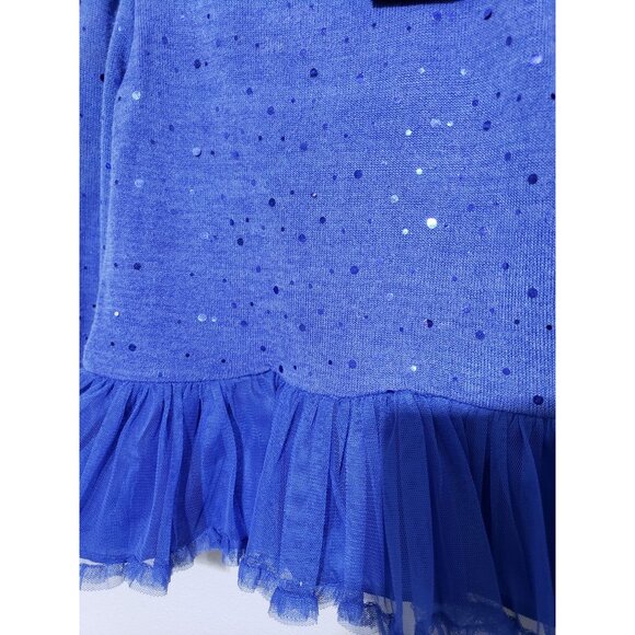 Kidgets blue, long sleeve, sparkly, peplum top with a bow, size 3T - Picture 2 of 6